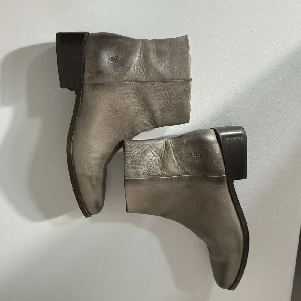 Frye River Inside Zip Bootie Women’s‎ 9.5 M Gray Leather Ankle Boots